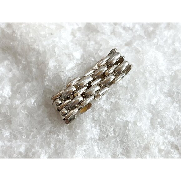 Chainlink Silver Toned Classic Cute Unisex Vintage Ring - sz 7 - Picture 7 of 8